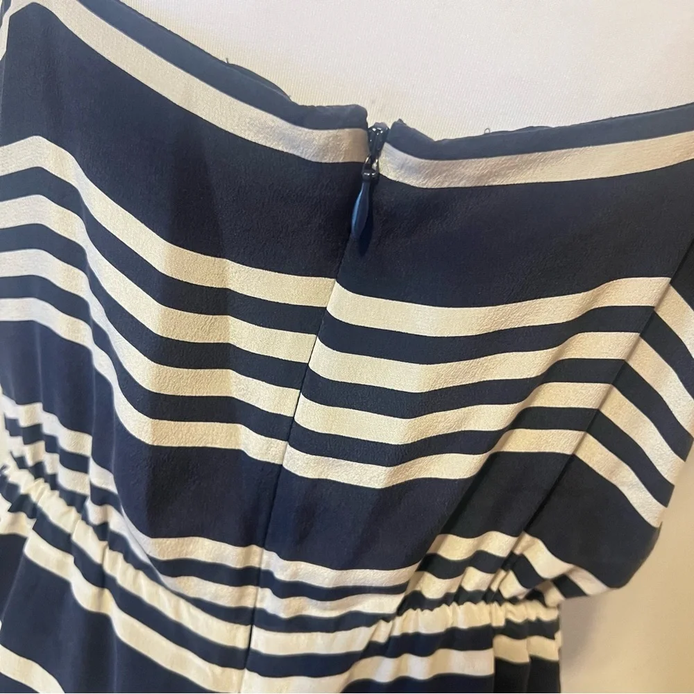 J. Crew Navy and White Striped Silk Mini Dress Coastal